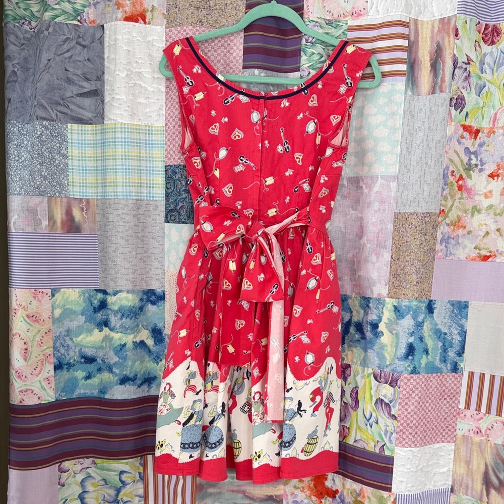 Tatyana Pink Sleeveless Folk Dance Print Romper with Navy Trim - Picture 3 of 6